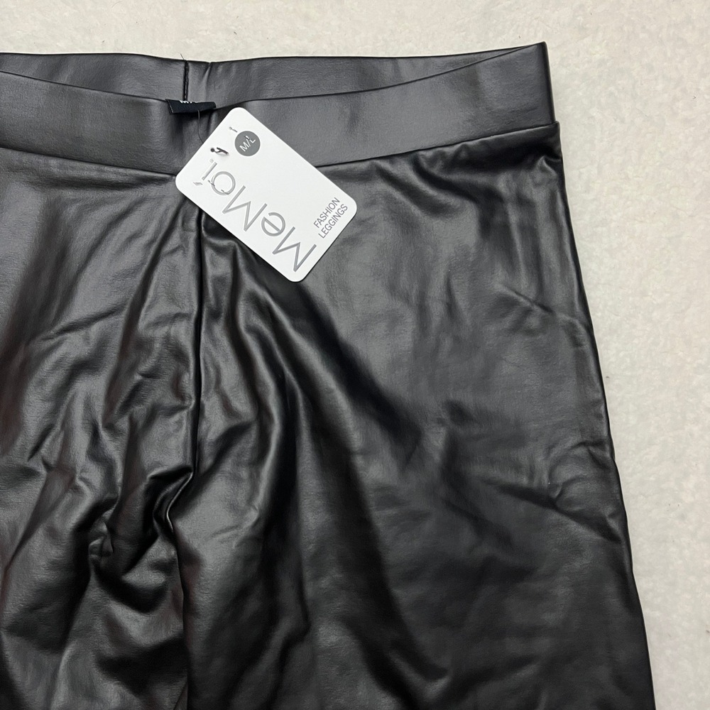 MeMoi Vegan Leather‎ Leggings Womens M/L Black MJF02580 Fashion Slimming Stretch